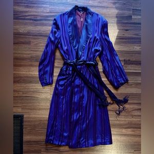 1940’s Mens Blue w/ Red Stripe Silk Satin Robe
